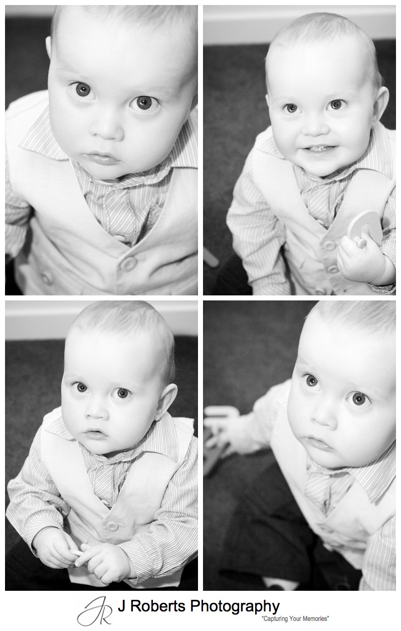 B&W portraits of 11 month old boy - family portrait photography sydney