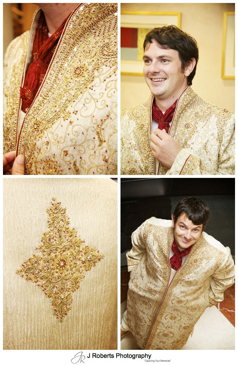 Groom getting ready for Hindu Marriage Blessing - wedding photography sydney