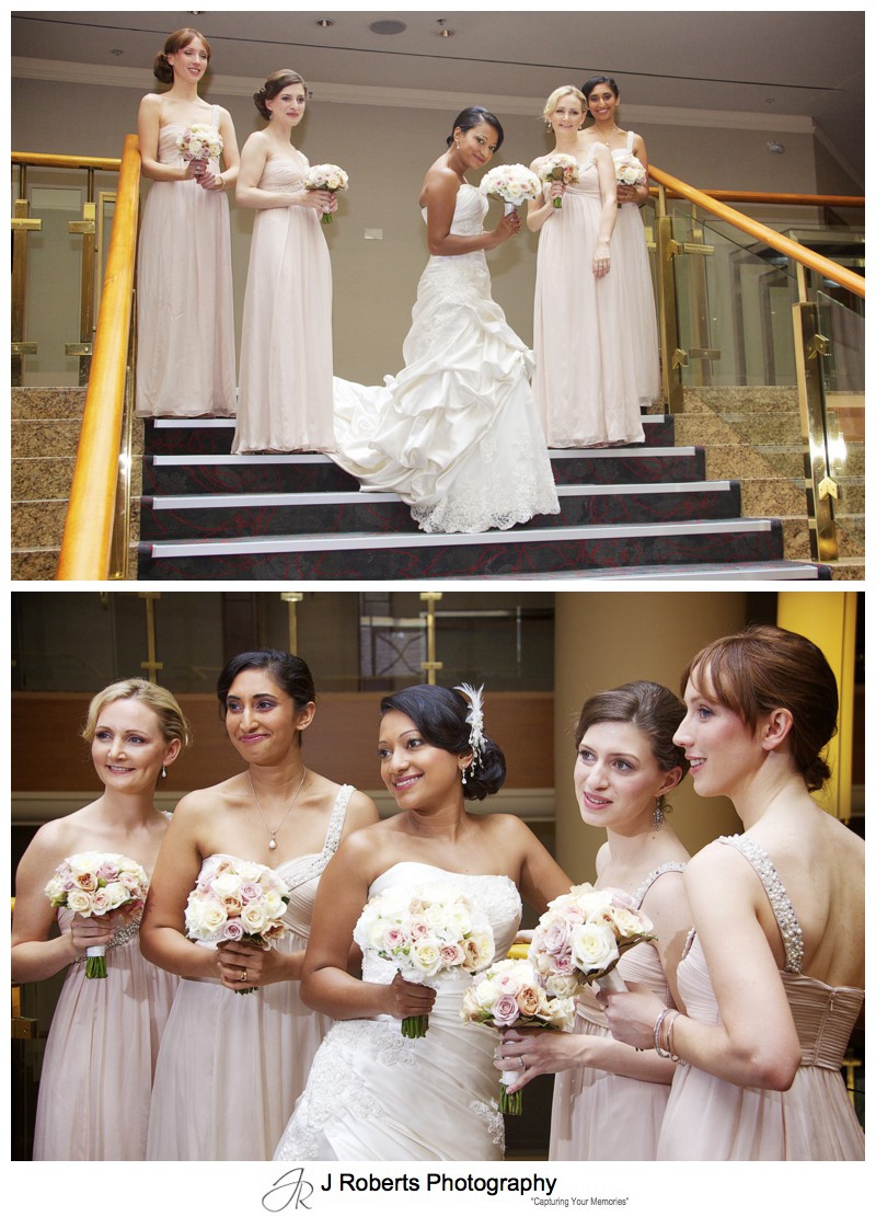 Bride on the stairs at Sydney Harbour Marriott - wedding photography sydney