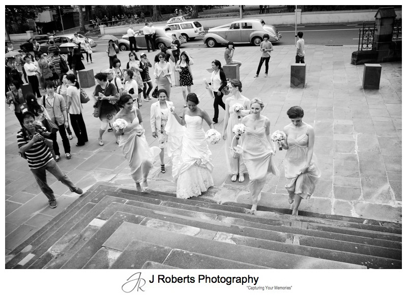 Bride arriving at St Mary's Cathedral - wedding photography sydney