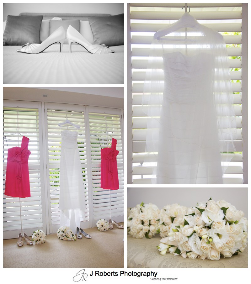 Wedding dress shoes and flowers - wedding photography sydney